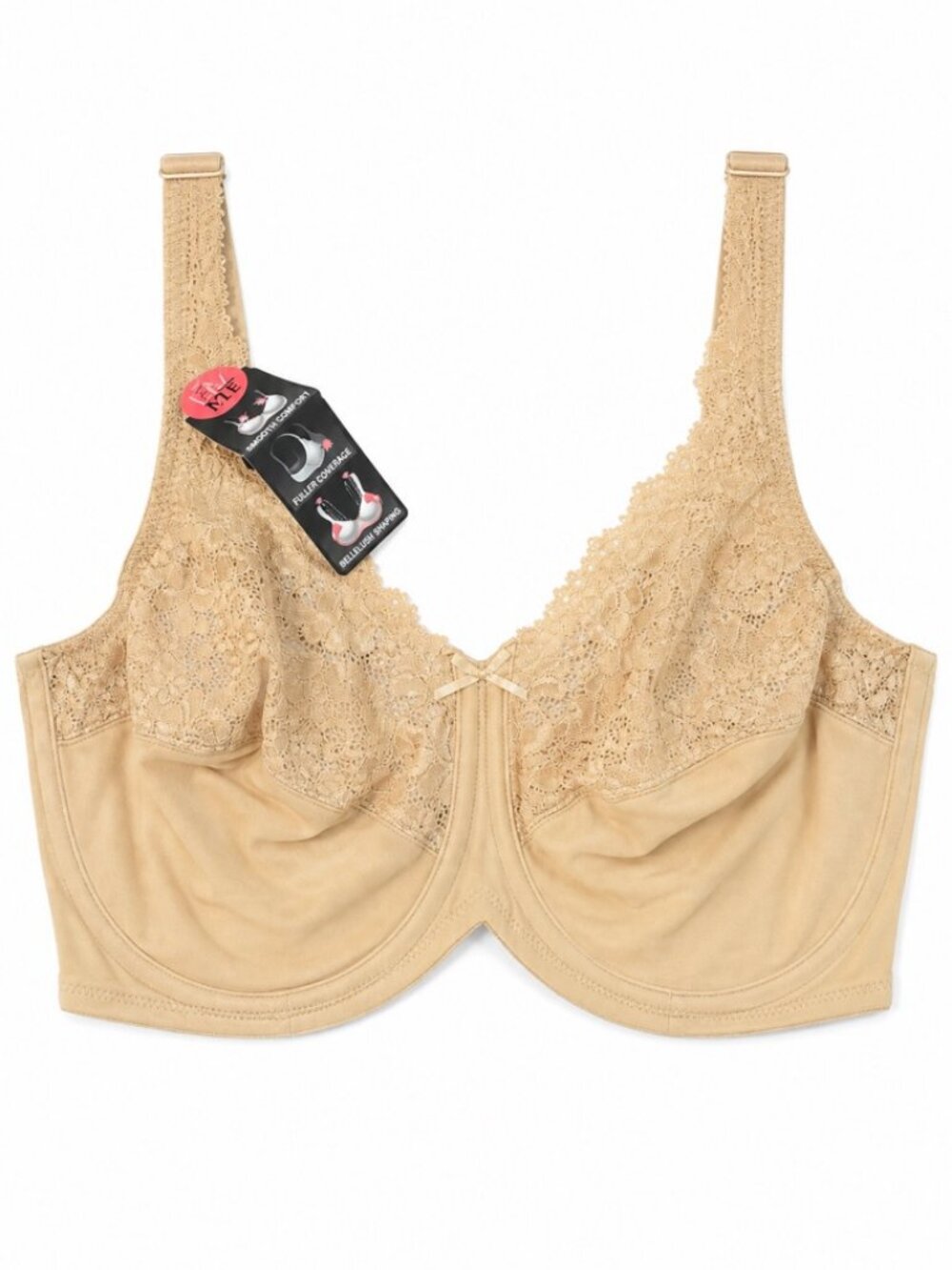Lilyette 0428 Full Coverage Underwire Bra 38DD Beige Lace Support NWT